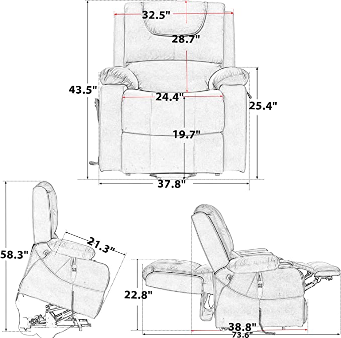 size and dimension of golden beach recliner